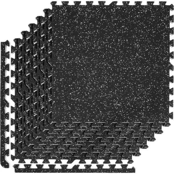 imageSivan Fitness 12quot Thick Rubber Top HighDensity EVA Foam Gym Flooring for Home Gym  48 Sq Ft Exercise Mat Tiles for Workout Yoga MMA Heavy Exercise Equipment Mat  12 Interlocking Gym Floor MatBlack