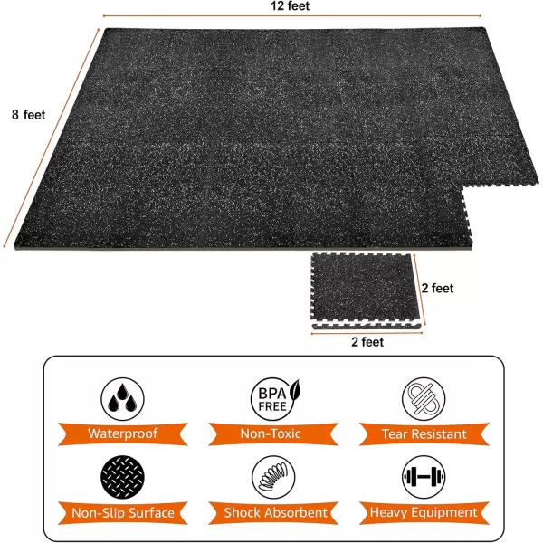 imageSivan Fitness 12quot Thick Rubber Top HighDensity EVA Foam Gym Flooring for Home Gym  48 Sq Ft Exercise Mat Tiles for Workout Yoga MMA Heavy Exercise Equipment Mat  12 Interlocking Gym Floor MatBlack