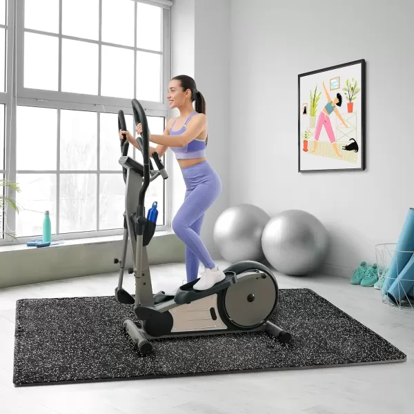 imageSivan Fitness 12quot Thick Rubber Top HighDensity EVA Foam Gym Flooring for Home Gym  48 Sq Ft Exercise Mat Tiles for Workout Yoga MMA Heavy Exercise Equipment Mat  12 Interlocking Gym Floor MatBlack