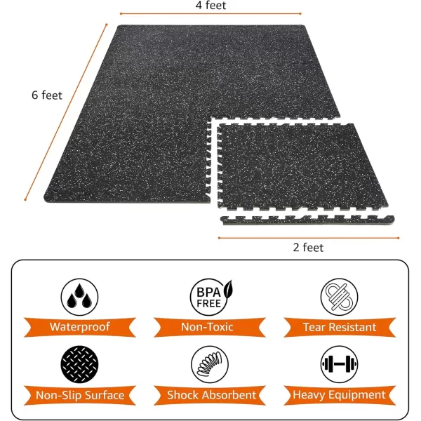 imageSivan Fitness 12quot Thick Rubber Top HighDensity EVA Foam Gym Flooring for Home Gym  48 Sq Ft Exercise Mat Tiles for Workout Yoga MMA Heavy Exercise Equipment Mat  12 Interlocking Gym Floor MatBlack