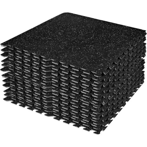 imageSivan Fitness 12quot Thick Rubber Top HighDensity EVA Foam Gym Flooring for Home Gym  48 Sq Ft Exercise Mat Tiles for Workout Yoga MMA Heavy Exercise Equipment Mat  12 Interlocking Gym Floor MatBlack