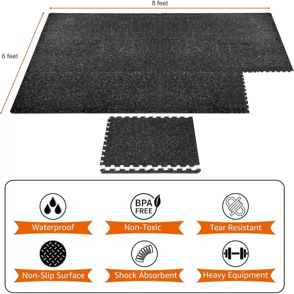 imageSivan Fitness 12quot Thick Rubber Top HighDensity EVA Foam Gym Flooring for Home Gym  48 Sq Ft Exercise Mat Tiles for Workout Yoga MMA Heavy Exercise Equipment Mat  12 Interlocking Gym Floor MatBlack