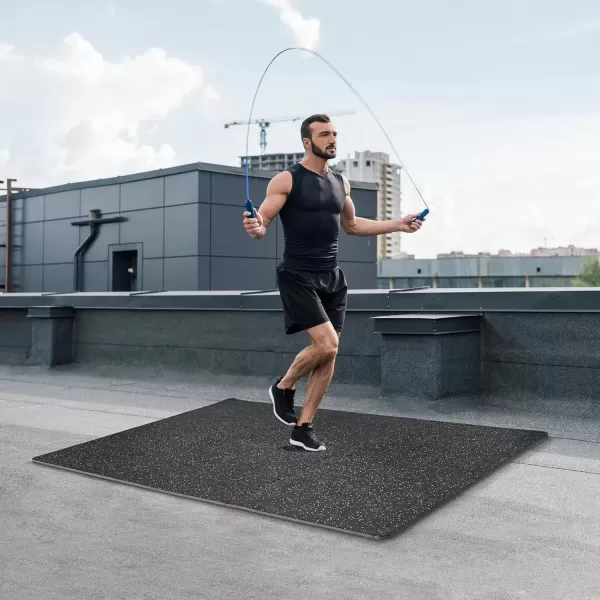 imageSivan Fitness 12quot Thick Rubber Top HighDensity EVA Foam Gym Flooring for Home Gym  48 Sq Ft Exercise Mat Tiles for Workout Yoga MMA Heavy Exercise Equipment Mat  12 Interlocking Gym Floor MatBlack