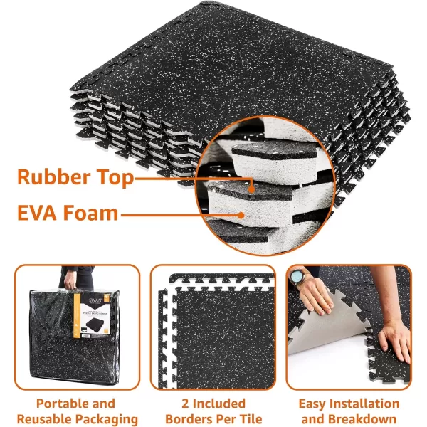 imageSivan Fitness 12quot Thick Rubber Top HighDensity EVA Foam Gym Flooring for Home Gym  48 Sq Ft Exercise Mat Tiles for Workout Yoga MMA Heavy Exercise Equipment Mat  12 Interlocking Gym Floor MatBlack