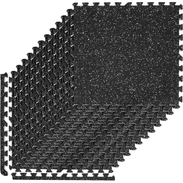 imageSivan Fitness 12quot Thick Rubber Top HighDensity EVA Foam Gym Flooring for Home Gym  48 Sq Ft Exercise Mat Tiles for Workout Yoga MMA Heavy Exercise Equipment Mat  12 Interlocking Gym Floor MatBlack