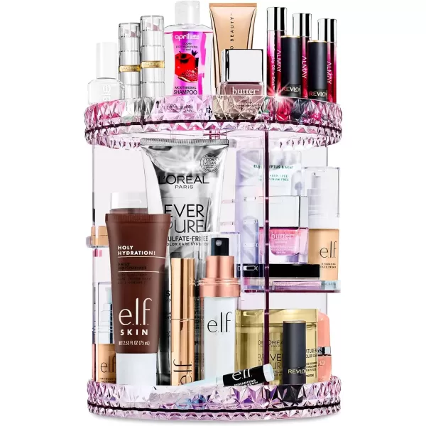 imageSorbus 360 Rotating Makeup Organizer  Spinning Acrylic cosmetics organizer Adjustable Shelves for Make Up Perfume ampamp Toiletries for Vanity Bathroom Bedroom Closet PinkPurple