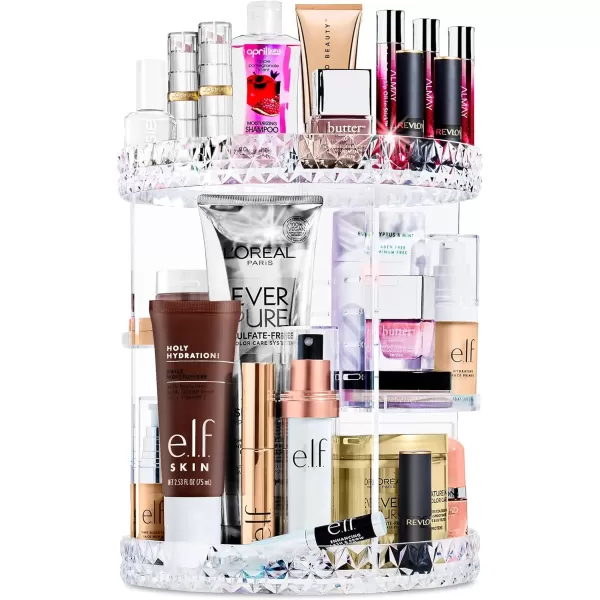 imageSorbus 360 Rotating Makeup Organizer  Spinning Acrylic cosmetics organizer Adjustable Shelves for Make Up Perfume ampamp Toiletries for Vanity Bathroom Bedroom Closet PinkClear