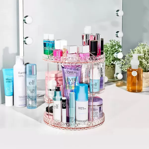 imageSorbus 360 Rotating Makeup Organizer  Spinning Acrylic cosmetics organizer Adjustable Shelves for Make Up Perfume ampamp Toiletries for Vanity Bathroom Bedroom Closet PinkPink