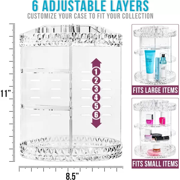 imageSorbus 360 Rotating Makeup Organizer  Spinning Acrylic cosmetics organizer Adjustable Shelves for Make Up Perfume ampamp Toiletries for Vanity Bathroom Bedroom Closet PinkClear