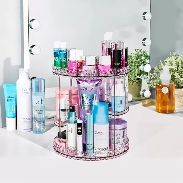 imageSorbus 360 Rotating Makeup Organizer  Spinning Acrylic cosmetics organizer Adjustable Shelves for Make Up Perfume ampamp Toiletries for Vanity Bathroom Bedroom Closet PinkPurple