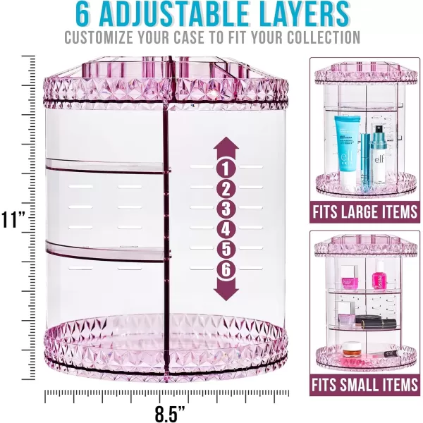 imageSorbus 360 Rotating Makeup Organizer  Spinning Acrylic cosmetics organizer Adjustable Shelves for Make Up Perfume ampamp Toiletries for Vanity Bathroom Bedroom Closet PinkPurple