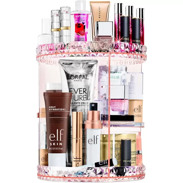 imageSorbus 360 Rotating Makeup Organizer  Spinning Acrylic cosmetics organizer Adjustable Shelves for Make Up Perfume ampamp Toiletries for Vanity Bathroom Bedroom Closet PinkPink