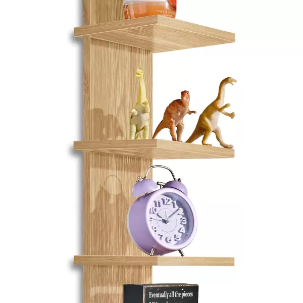 imageSorbus 5 Tier Wall Shelf Unit Vertical Column Utility Shelving for Home Decor and Storage Organizer WallMounted Floating Shelves for Bathroom Storage Bedroom Living Room Kitchen OrganizerMaple Wood