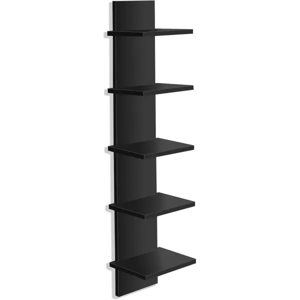 imageSorbus 5 Tier Wall Shelf Unit Vertical Column Utility Shelving for Home Decor and Storage Organizer WallMounted Floating Shelves for Bathroom Storage Bedroom Living Room Kitchen OrganizerBlack