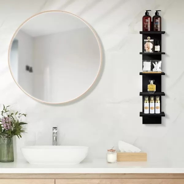 imageSorbus 5 Tier Wall Shelf Unit Vertical Column Utility Shelving for Home Decor and Storage Organizer WallMounted Floating Shelves for Bathroom Storage Bedroom Living Room Kitchen OrganizerBlack