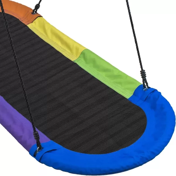 imageSorbus 60quot Saucer Swing for Kids  700lbs Big Platform Swing Tree Glider Therapy Swing for Kids Adjustable Ropes ampamp Durable Swing Seat Trampoline Net Swing for Swing SetBackyardIndoorOutdoorGiftOval Surf Swing
