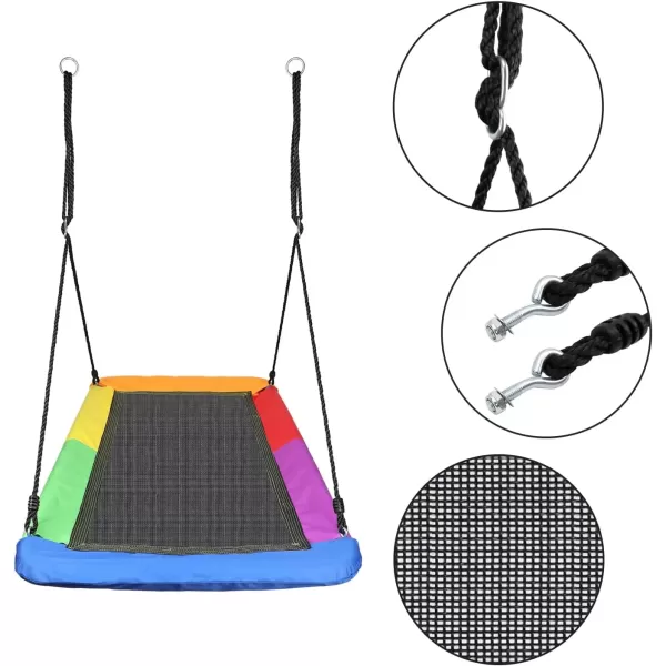 imageSorbus 60quot Saucer Swing for Kids  700lbs Big Platform Swing Tree Glider Therapy Swing for Kids Adjustable Ropes ampamp Durable Swing Seat Trampoline Net Swing for Swing SetBackyardIndoorOutdoorGiftRectangle Surf Swing