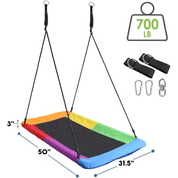 imageSorbus 60quot Saucer Swing for Kids  700lbs Big Platform Swing Tree Glider Therapy Swing for Kids Adjustable Ropes ampamp Durable Swing Seat Trampoline Net Swing for Swing SetBackyardIndoorOutdoorGiftRectangle Surf Swing
