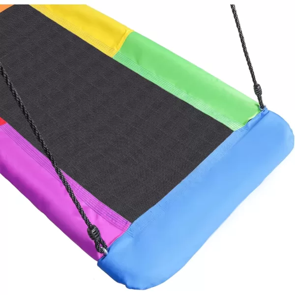 imageSorbus 60quot Saucer Swing for Kids  700lbs Big Platform Swing Tree Glider Therapy Swing for Kids Adjustable Ropes ampamp Durable Swing Seat Trampoline Net Swing for Swing SetBackyardIndoorOutdoorGiftRectangle Surf Swing
