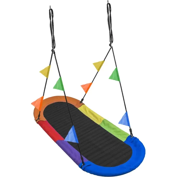 imageSorbus 60quot Saucer Swing for Kids  700lbs Big Platform Swing Tree Glider Therapy Swing for Kids Adjustable Ropes ampamp Durable Swing Seat Trampoline Net Swing for Swing SetBackyardIndoorOutdoorGiftOval Surf Swing