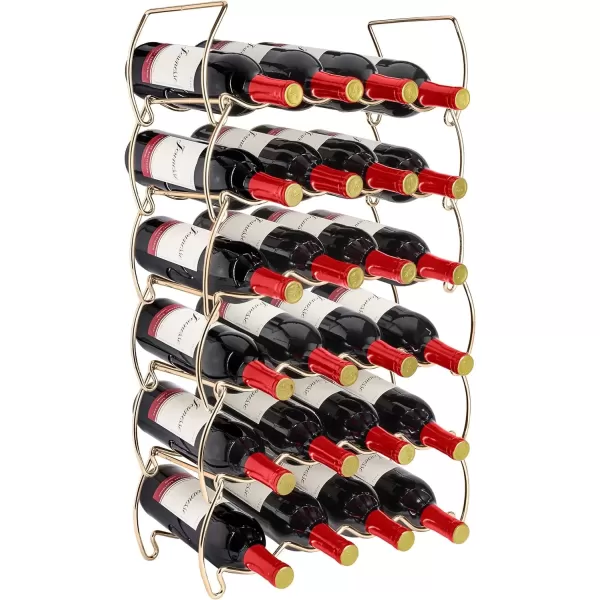 imageSorbus 6Tier Stackable Wine Rack  Classic Style Wine Racks for Bottles  Perfect for Bar Wine Cellar Basement Cabinet Pantry etc  Hold 24 Bottles Metal SilverCopper
