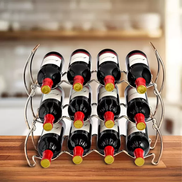 imageSorbus 6Tier Stackable Wine Rack  Classic Style Wine Racks for Bottles  Perfect for Bar Wine Cellar Basement Cabinet Pantry etc  Hold 24 Bottles Metal SilverCopper