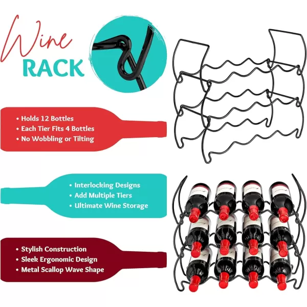 imageSorbus 6Tier Stackable Wine Rack  Classic Style Wine Racks for Bottles  Perfect for Bar Wine Cellar Basement Cabinet Pantry etc  Hold 24 Bottles Metal SilverBlack