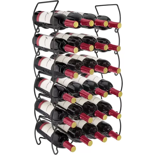 imageSorbus 6Tier Stackable Wine Rack  Classic Style Wine Racks for Bottles  Perfect for Bar Wine Cellar Basement Cabinet Pantry etc  Hold 24 Bottles Metal SilverBlack