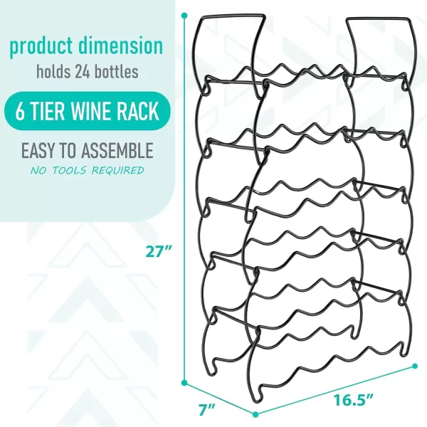 imageSorbus 6Tier Stackable Wine Rack  Classic Style Wine Racks for Bottles  Perfect for Bar Wine Cellar Basement Cabinet Pantry etc  Hold 24 Bottles Metal SilverBlack