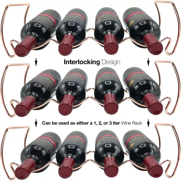 imageSorbus 6Tier Stackable Wine Rack  Classic Style Wine Racks for Bottles  Perfect for Bar Wine Cellar Basement Cabinet Pantry etc  Hold 24 Bottles Metal SilverCopper