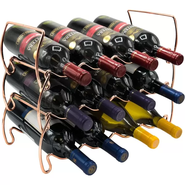 imageSorbus 6Tier Stackable Wine Rack  Classic Style Wine Racks for Bottles  Perfect for Bar Wine Cellar Basement Cabinet Pantry etc  Hold 24 Bottles Metal SilverCopper
