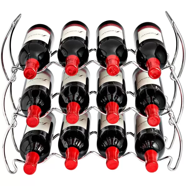 imageSorbus 6Tier Stackable Wine Rack  Classic Style Wine Racks for Bottles  Perfect for Bar Wine Cellar Basement Cabinet Pantry etc  Hold 24 Bottles Metal SilverSilver