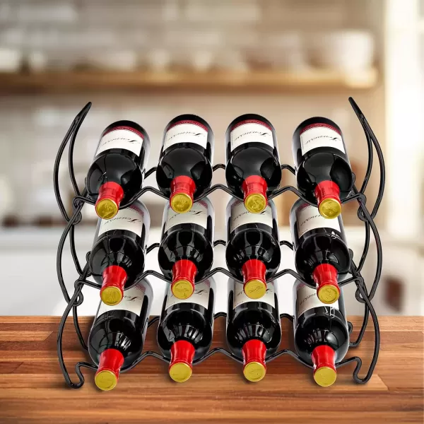 imageSorbus 6Tier Stackable Wine Rack  Classic Style Wine Racks for Bottles  Perfect for Bar Wine Cellar Basement Cabinet Pantry etc  Hold 24 Bottles Metal SilverBlack