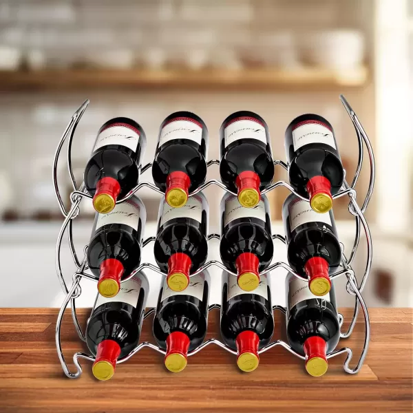 imageSorbus 6Tier Stackable Wine Rack  Classic Style Wine Racks for Bottles  Perfect for Bar Wine Cellar Basement Cabinet Pantry etc  Hold 24 Bottles Metal SilverSilver