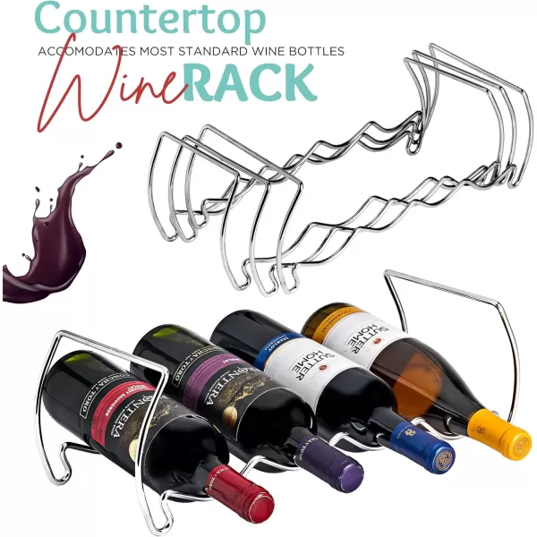 imageSorbus 6Tier Stackable Wine Rack  Classic Style Wine Racks for Bottles  Perfect for Bar Wine Cellar Basement Cabinet Pantry etc  Hold 24 Bottles Metal SilverSilver