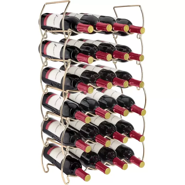 imageSorbus 6Tier Stackable Wine Rack  Classic Style Wine Racks for Bottles  Perfect for Bar Wine Cellar Basement Cabinet Pantry etc  Hold 24 Bottles Metal SilverCopper