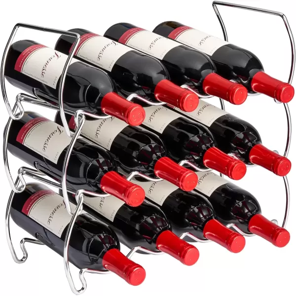 imageSorbus 6Tier Stackable Wine Rack  Classic Style Wine Racks for Bottles  Perfect for Bar Wine Cellar Basement Cabinet Pantry etc  Hold 24 Bottles Metal SilverSilver