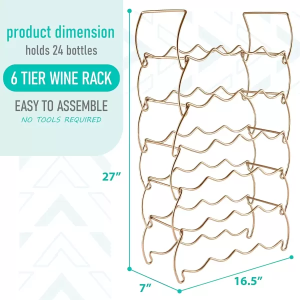 imageSorbus 6Tier Stackable Wine Rack  Classic Style Wine Racks for Bottles  Perfect for Bar Wine Cellar Basement Cabinet Pantry etc  Hold 24 Bottles Metal SilverCopper