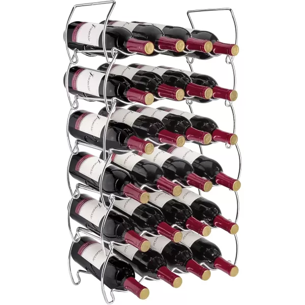 imageSorbus 6Tier Stackable Wine Rack  Classic Style Wine Racks for Bottles  Perfect for Bar Wine Cellar Basement Cabinet Pantry etc  Hold 24 Bottles Metal SilverSilver