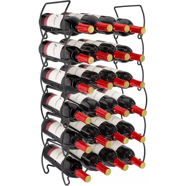 imageSorbus 6Tier Stackable Wine Rack  Classic Style Wine Racks for Bottles  Perfect for Bar Wine Cellar Basement Cabinet Pantry etc  Hold 24 Bottles Metal SilverBlack