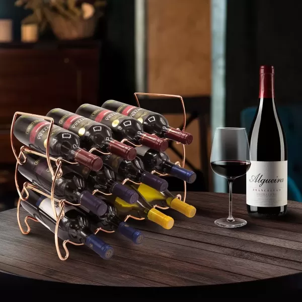 imageSorbus 6Tier Stackable Wine Rack  Classic Style Wine Racks for Bottles  Perfect for Bar Wine Cellar Basement Cabinet Pantry etc  Hold 24 Bottles Metal SilverCopper