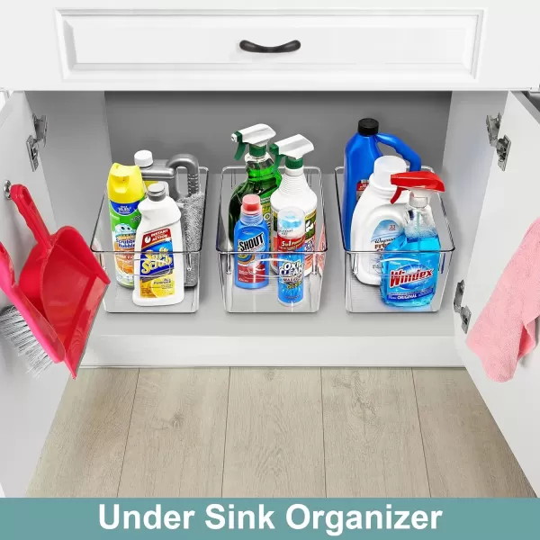 imageSorbus 8 Pack Medium Clear Plastic Storage Bins Clear Organizer Bins with Handle for Kitchen Pantry Cabinet Refrigerator Craft Toys Clothes Closet Under Sink Bathroom Organizers and StorageLarge