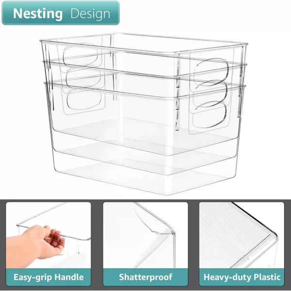 imageSorbus 8 Pack Medium Clear Plastic Storage Bins Clear Organizer Bins with Handle for Kitchen Pantry Cabinet Refrigerator Craft Toys Clothes Closet Under Sink Bathroom Organizers and StorageLarge