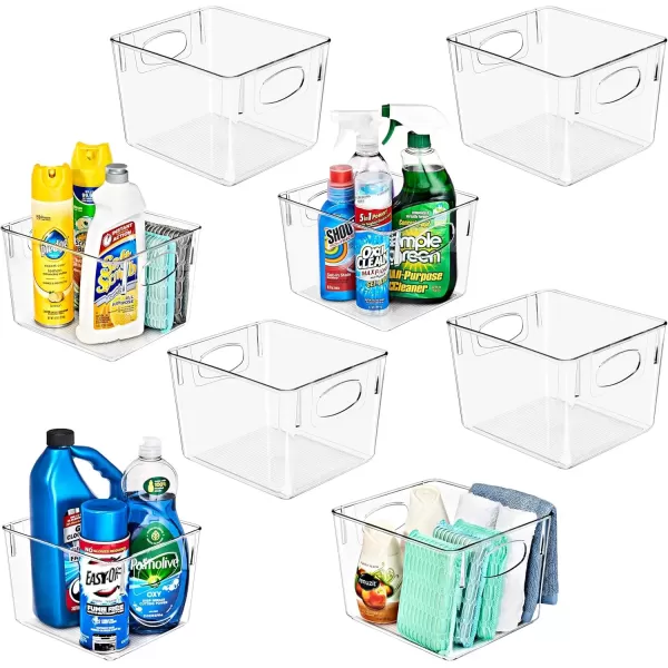 imageSorbus 8 Pack Medium Clear Plastic Storage Bins Clear Organizer Bins with Handle for Kitchen Pantry Cabinet Refrigerator Craft Toys Clothes Closet Under Sink Bathroom Organizers and StorageMedium