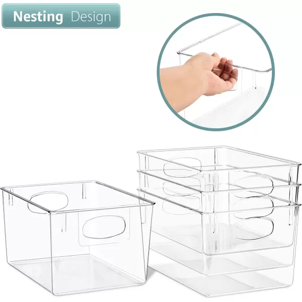 imageSorbus 8 Pack Medium Clear Plastic Storage Bins Clear Organizer Bins with Handle for Kitchen Pantry Cabinet Refrigerator Craft Toys Clothes Closet Under Sink Bathroom Organizers and StorageMedium