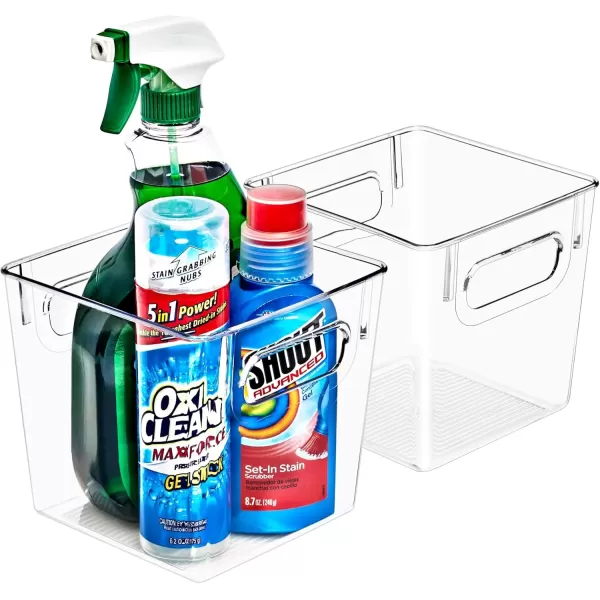 imageSorbus 8 Pack Medium Clear Plastic Storage Bins Clear Organizer Bins with Handle for Kitchen Pantry Cabinet Refrigerator Craft Toys Clothes Closet Under Sink Bathroom Organizers and StorageSmall