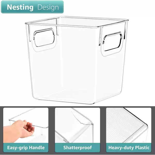 imageSorbus 8 Pack Medium Clear Plastic Storage Bins Clear Organizer Bins with Handle for Kitchen Pantry Cabinet Refrigerator Craft Toys Clothes Closet Under Sink Bathroom Organizers and StorageSmall