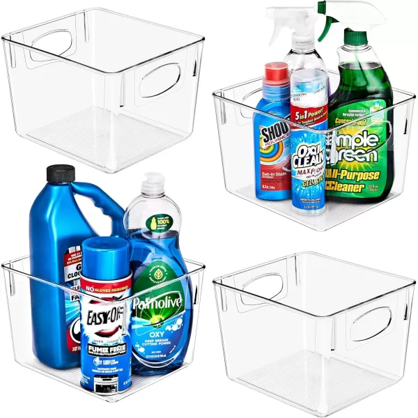 imageSorbus 8 Pack Medium Clear Plastic Storage Bins Clear Organizer Bins with Handle for Kitchen Pantry Cabinet Refrigerator Craft Toys Clothes Closet Under Sink Bathroom Organizers and StorageMedium
