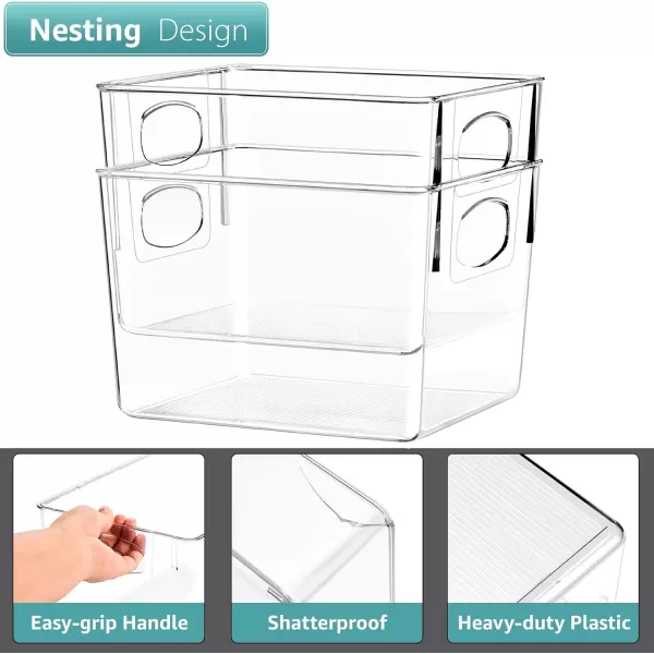 imageSorbus 8 Pack Medium Clear Plastic Storage Bins Clear Organizer Bins with Handle for Kitchen Pantry Cabinet Refrigerator Craft Toys Clothes Closet Under Sink Bathroom Organizers and StorageMedium