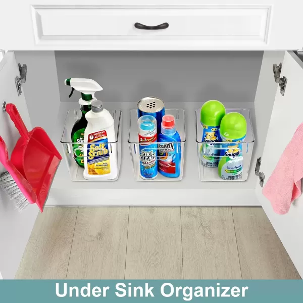 imageSorbus 8 Pack Medium Clear Plastic Storage Bins Clear Organizer Bins with Handle for Kitchen Pantry Cabinet Refrigerator Craft Toys Clothes Closet Under Sink Bathroom Organizers and StorageSmall